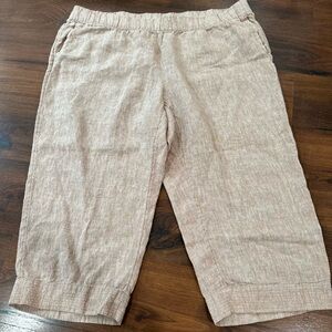 Pure J. Jill Cropped Linen Pants Womens Size 3X Pull On Capri Missy Tan